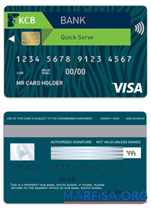 Printable South Sudan KCB Bank visa card sample